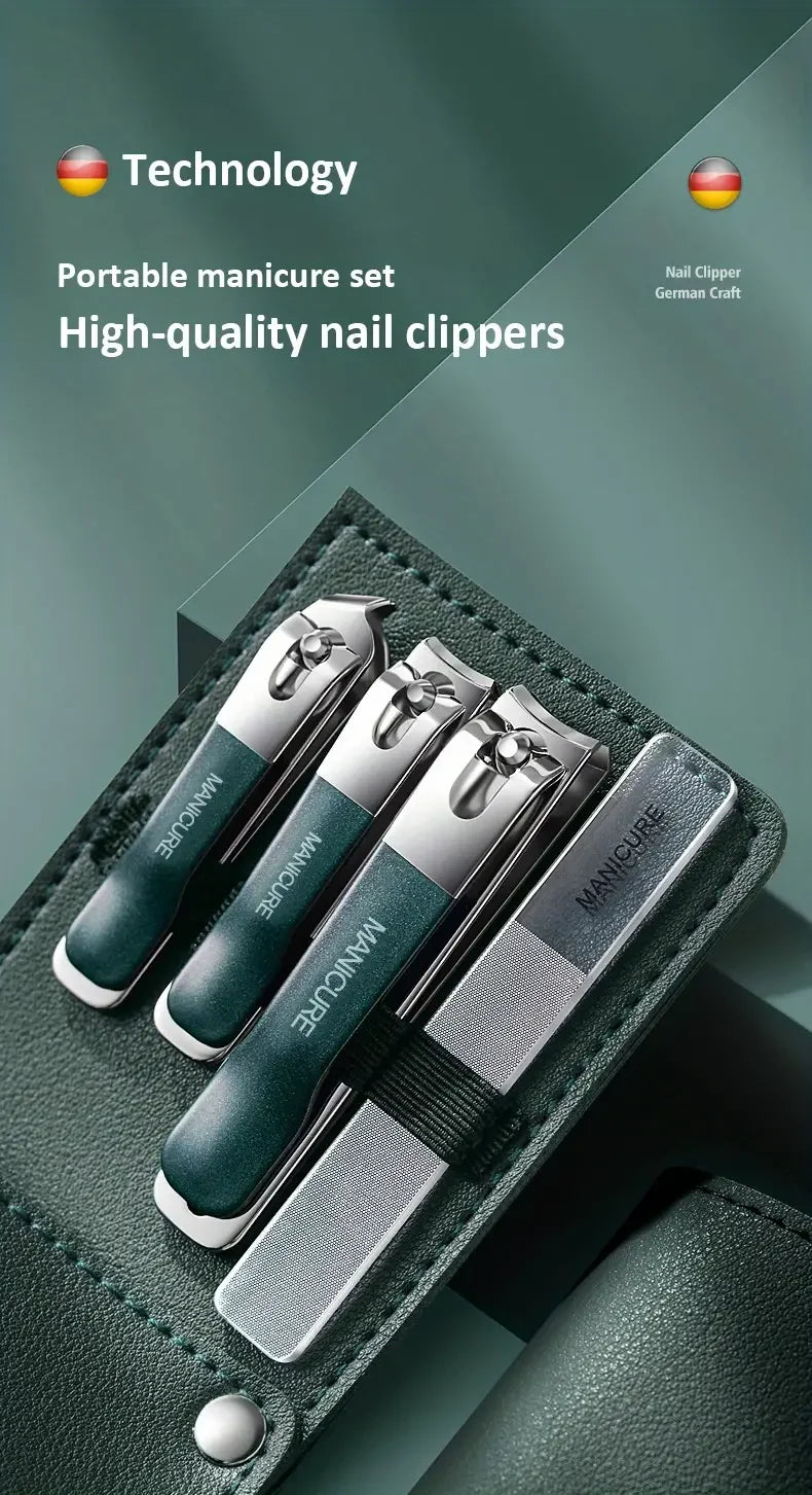 Portable Manicure Kit with Nano Nail File (Green)